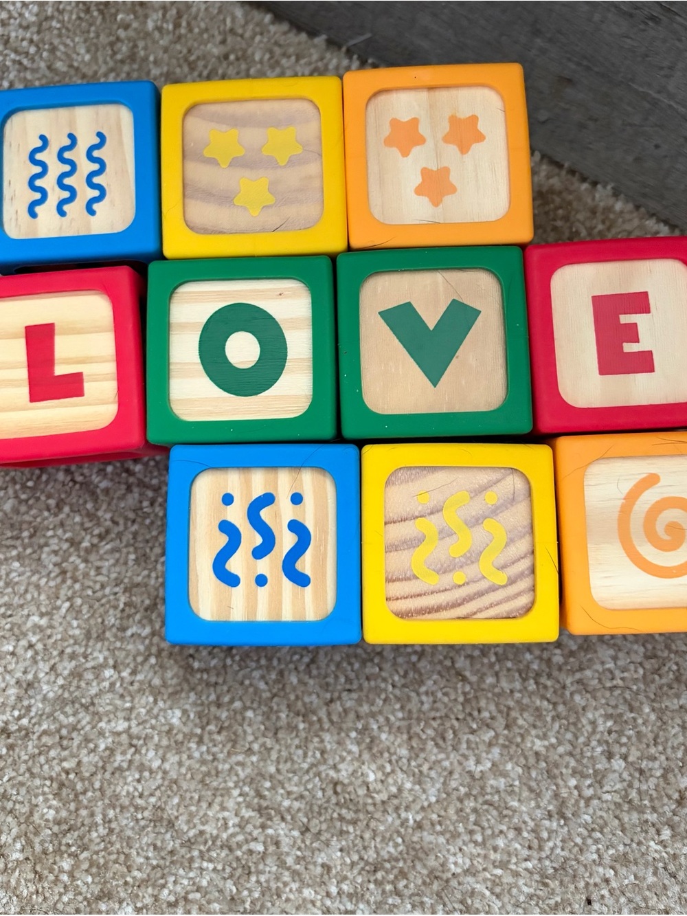 Colorful Wooden Alphabet & Pattern Blocks - Multicolor Educational Set